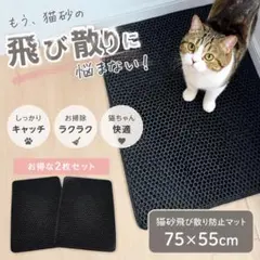 猫砂マット 砂取りマット 猫用 トイレマット グレー 飛び散り防止 2枚セットのサムネイル