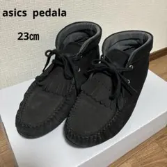 pedala asics ブラックスエードフリンジモカシン