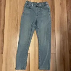 美品　UNIQLO 130 ヒートテック　ライトブルーデニムパンツ ウエストゴム