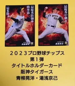 ２０２３プロ野球チップス 第１弾　タイトルホルダーカード　青柳晃洋・湯浅京己