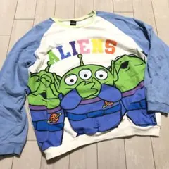 トイストーリー　リトルグリーンメン　カラフル　ソフトパステル　スウェット