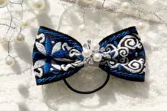 ブルー刺繍❋ヘアゴム