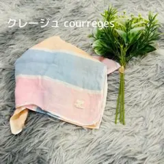 크레이지 courreges 대형 손수건 스카프 줄무늬 41×41