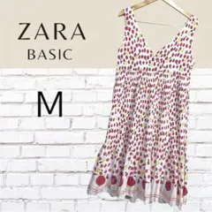 ZARA BASIC ザラ　ノースリーブワンピース サクランボ柄 M