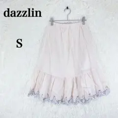 【ダズリン】レディース 膝丈 スカート 花柄刺繍 S クリーム ウエストゴムのサムネイル
