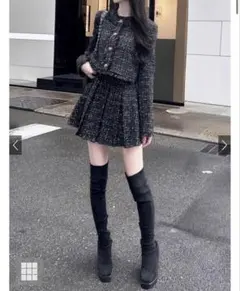 GRL ツイードジャケット×プリーツミニスカートセットアップ[ai224]
