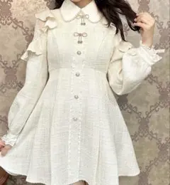 ROJITA ダブルリボンツイードワンピース アイボリー