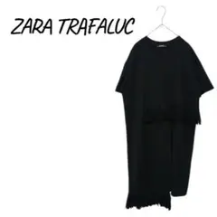 ZARA 【M】 フリンジ ひざ丈 ワンピース 裾アシンメトリー 大人カジュアルのサムネイル