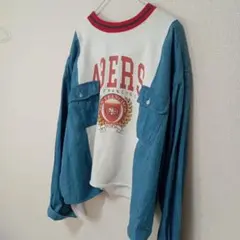 古着リメイク　スウェット☓シャツ