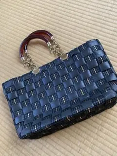 ブラック 編み込みハンドバッグ made in Italy