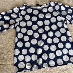 UNIQLO × marimekko ドット柄 カットソー (L)ネイビー 水玉のサムネイル
