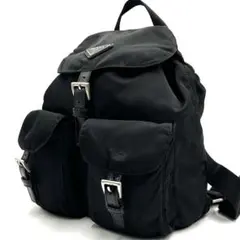 【美品】 正規品 PRADA プラダ リュック ブラック 白タグ 三角プレート