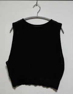 【mizuiro ind】メッシュ柄ベスト ブラック