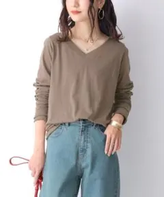 n'Or シンプルVネックゆるっとロンT モカ LLのサムネイル