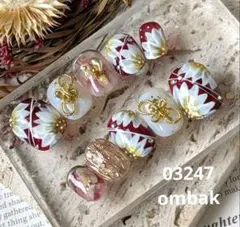 【サイズオーダー】ネイルチップ　成人式ネイル　振袖　卒業式　前撮り　結婚式　和装