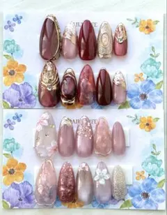 【現品早い者勝ち】SALE ネイルチップ　花　マグネット　うるうる　ニュアンス