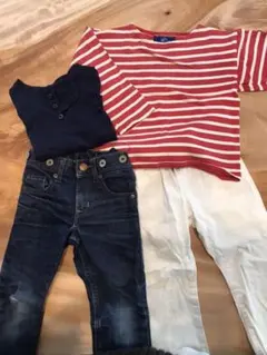 【約100サイズセット】セントジェームスロンT入　トップス２枚&デニム2本セット