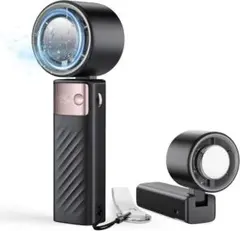 携帯扇風機 黒 ハンディファン 冷却プレート付き 手持ち扇風機 3in1