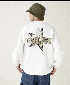 AVIREX カモフラージュスター&ピンナップガール 長袖Tシャツ