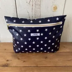 ラミネート　大きめポーチ　オムツポーチ 45 ネイビー