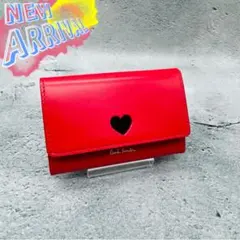 【新品・未使用】ポールスミス　カードケース　ハート　レッド × ブラック　本革