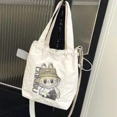 LABUBUラブブキャラクター　刺繍　軽量　エコバッグ　トートバッグ　ナイロン