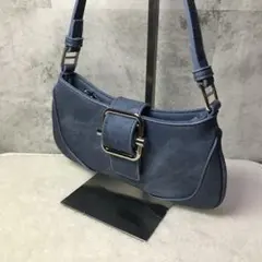 未使用級 バックル付 ブルー ハンドバッグ アクセサリーバッグ