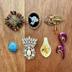 凛*離様 コスチュームジュエリー　ブローチ　ペンダントトップ　レトロ　昭和ヴィン