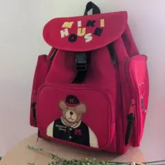 希少　MIKI HOUSE キッズ リュック レッド ベア刺繍　レトロ　オールドのサムネイル