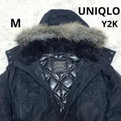OLD UNIQLO ダウンジャケットY2K お兄系 ファー ベルト ブラック