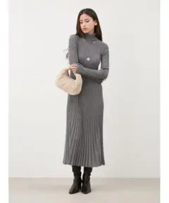 Mila Owen タートルネック ロングリブニットワンピース Ａライン