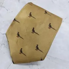 ブルックスブラザーズ　ネクタイ　金色　シルク　鳥　刺繍　個性的【n1295】