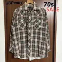 70s BIG MAC JCPenny プリント ネルシャツ チェック L