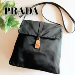 良品 プラダ ナイロン ショルダーバッグ ポシェット 鞄 黒 レディース メンズ