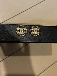 正規品　CHANEL ヴィンテージ　イヤリング　ココマーク　ストーン　ゴールド