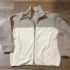 【美品】ユニクロ　フリースジャケット ベージュとホワイト　Lサイズ