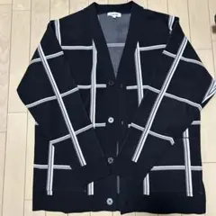 GLOBAL WORKネイビー チェック柄 カーディガン