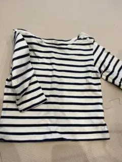 ストライプ 長袖カットソー ホワイト/ネイビー