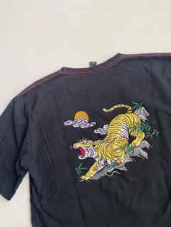 光雲（SEKU) 虎 刺繍スカ tシャツ　黒　 和柄 虎 竹 L相当