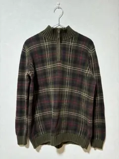 『激レア緑タグ 90s Ralph Lauren ハーフジップチェックセーター』