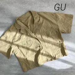 美品❣️GU ジーユー ジャケット　開襟シャツ 半袖 クロップド丈 ベージュのサムネイル