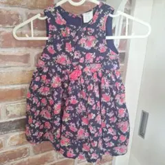 H&M ベビー ワンピース 花柄 ネイビー 74