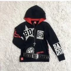 00s Y2K BABY DOLL 総柄ロゴ　ジップアップパーカー　平成ギャル