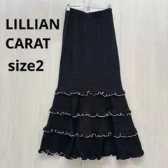 LILLIAN CARAT ティアードフリルカットスカート 黒　サイズ2 M