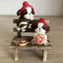 ふたりのシーズー♡あつあつピザ(^-^)ハンドメイド粘土