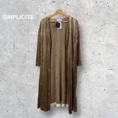 新品 ベロア ロングカーディガン 花柄 刺繍 厚手