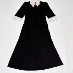 CELFORD✨エンブロイダリー刺繍 衿付きタイトワンピース 34 ブラック