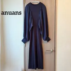 anuans バルーンスリーブニットドッキングワンピース