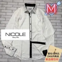 ■NICOLE シャドーアーガイル柄 モノトーンドレスシャツのサムネイル