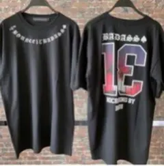 やりらふぃー　tシャツ ネックロゴ　半袖　英字プリント　クロム　オラオラ